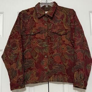 Y2K Christopher & Banks
Red Floral Tapestry Button Up Jacket, Size XL
